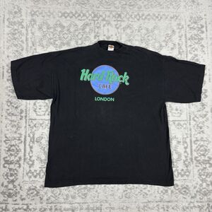 Vintage Hard Rock Cafe T Shirt Y2K London Short Sleeve Men's Black Size XL